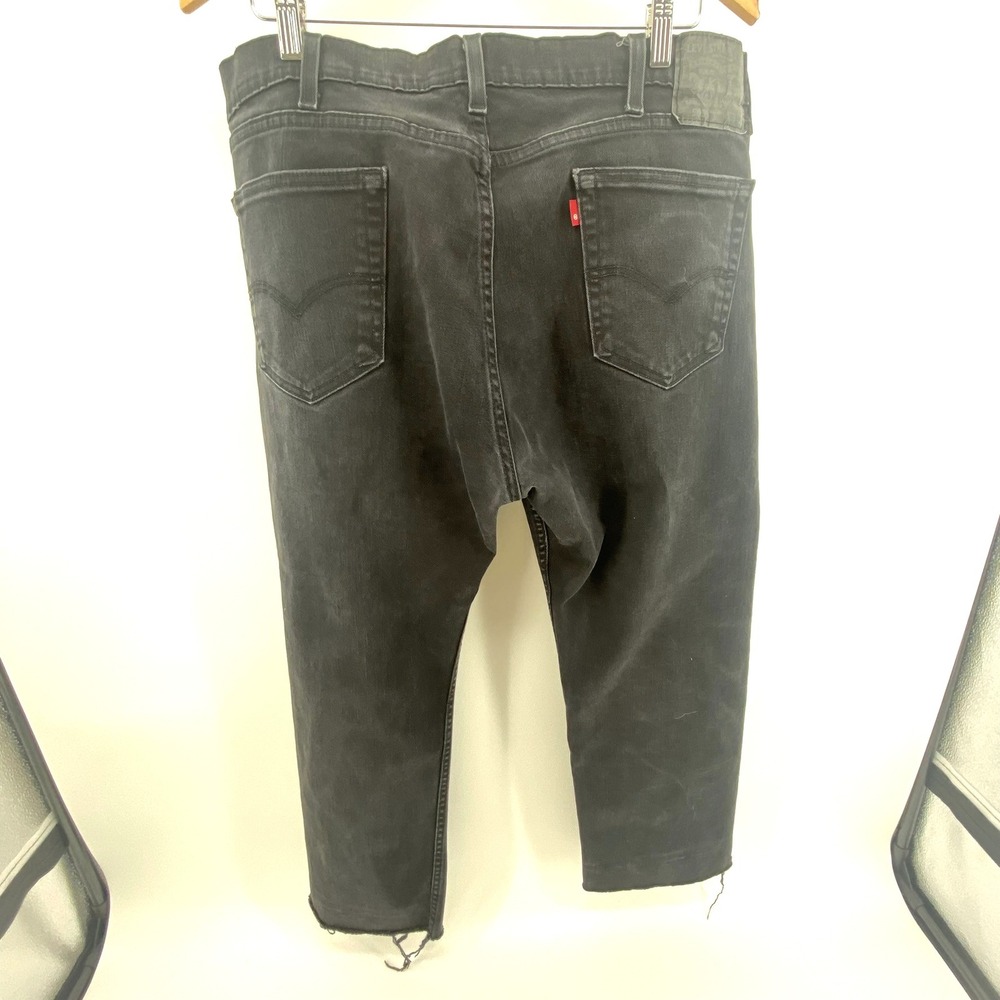 Levi's Strauss & Co 505 Jeans Mens 38x30 Black Denim Faded Straight Selvedge Leg - Picture 4 of 7